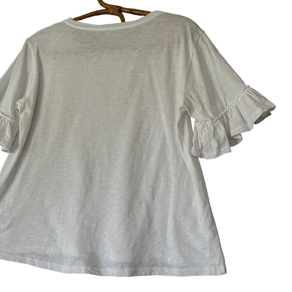 Velvet by Graham & Spencer | White Vintage Slub Ruffle Sleeve Tee Size XS - Picture 6 of 11